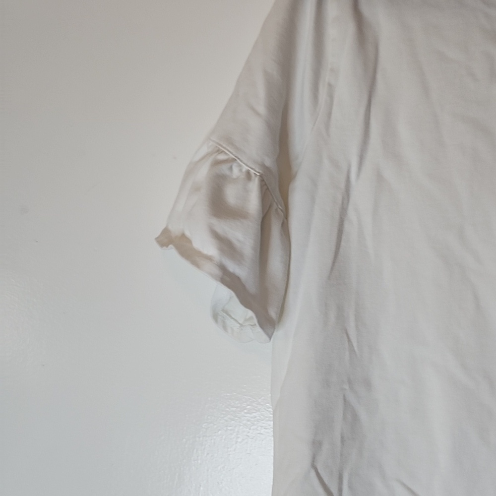J. Crew Cream Ruffle Sleeve Tee - Picture 8 of 8